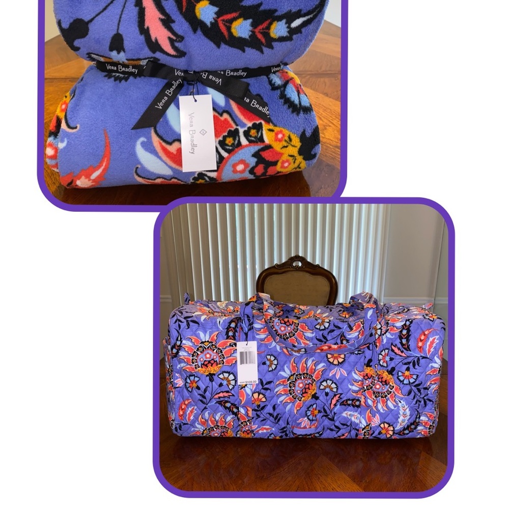 NWT Vera Bradley Large Duffel & Throw Blanket